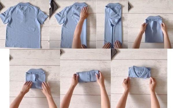 Cách gấp áo thun có cổ (áo polo)
