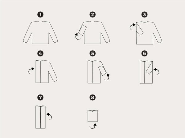 Cách gấp áo thun dài tay, áo len, áo sweater tay dài